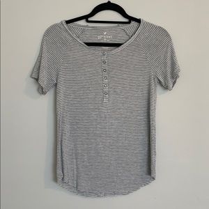 American Eagle Outfitters Gray Striped Short Sleeve Tee